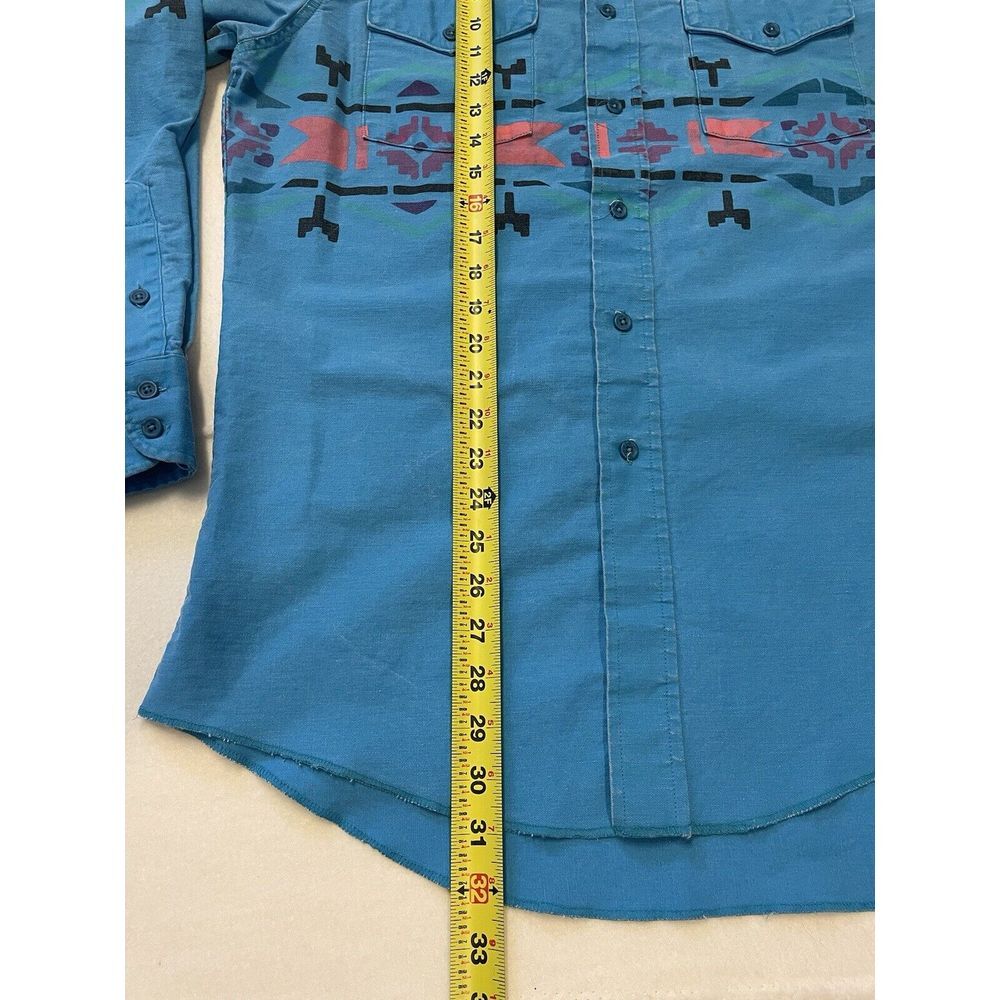 Vintage Wrangler Brushpopper Aztec Western Button Up Mens‎ Size 16-33 Retro - Picture 7 of 11